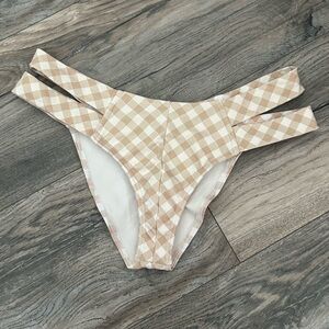 Montce white beige gingham uno bikini bottom size medium